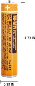 img 3 attached to 🔋 Optimized 4 Pack HHR4DPA AAA Ni-MH Rechargeable Batteries 1.2V 700mAh for Cordless Phones, Orange - Compatible with Panasonic Cordless Telephone Batteries