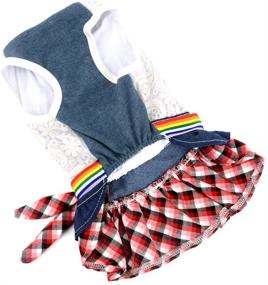 img 1 attached to 👑 SELMAI Dog Costumes: Princess Denim Tutu Skirt for Small Pets - Party Rompers, Cat Puppies Jumpsuit & Hollow Lace Floral Vest Shirt. Perfect Girls Sundress for Spring, Summer, Autumn