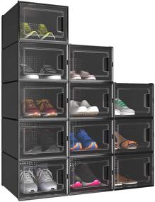 img 4 attached to 👟 YITAHOME Shoe Box Organizer Set - Stackable Medium Size Cardboard Shoe Storage Rack Drawer, Lightweight and Durable.