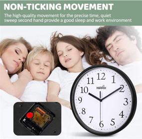 img 1 attached to 🕙 Hippih Black Wall Clock - Silent Non-Ticking Quartz, 10 Inch Round - Easy to Read for Home, Office, School