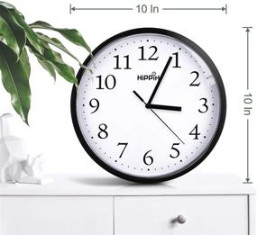 img 2 attached to 🕙 Hippih Black Wall Clock - Silent Non-Ticking Quartz, 10 Inch Round - Easy to Read for Home, Office, School
