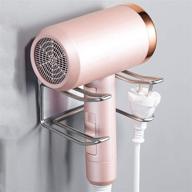 💇 convenient wall mounted hair dryer holder - no drilling, stainless steel organizer rack with self adhesive - fits most hair dryers (silver) logo