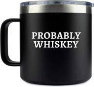 🥃 premium stainless steel whiskey mug for men – 14oz coffee cup with lid – unique funny gift for dad, camping & bourbon lovers – perfect for travel, birthdays, and scotch enthusiasts! logo