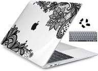 dongke macbook air 13 inch case a2337 m1/a2179/a1932 2020 2019 2018 bundle: hard shell & keyboard cover - black lace | compatible with touch id & retina display - 3 in 1 logo