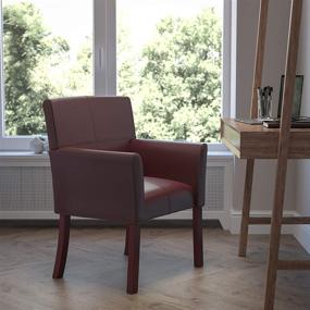 img 4 attached to 🪑 Executive Side Reception Chair - Burgundy LeatherSoft with Mahogany Legs by Flash Furniture