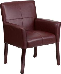 img 3 attached to 🪑 Executive Side Reception Chair - Burgundy LeatherSoft with Mahogany Legs by Flash Furniture