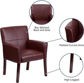 img 1 attached to 🪑 Executive Side Reception Chair - Burgundy LeatherSoft with Mahogany Legs by Flash Furniture