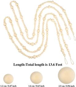 img 3 attached to 🎄 13.6 Feet Natural Wood Beaded Garland for Christmas Tree, Boho Wall Hanging and Farmhouse Home Decor, Rustic Country Holiday Decoration in Bobo Style (Wood Color)