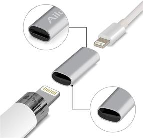 img 3 attached to 🔌 Ailun адаптер зарядки: совместимый с кабелем Apple Pencil - набор из 3 штук - конвертер и карабин для зарядки Apple Pencil - адаптер кабеля «женский-женский» - коннектор Apple Pencil для iPad Pro - серебристый.