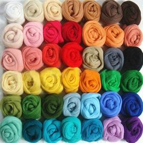 img 4 attached to 🧶 37 Colors Wool Roving for Needle Felting, Hand Spinning, and DIY Crafts
