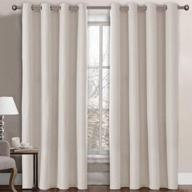 ivory linen blackout curtain: 96 inches long, thermal insulated, grommet linen look drapes for bedroom/living room - primitive textured burlap effect window treatment logo