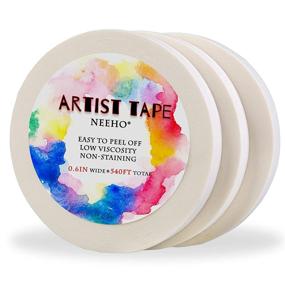 img 4 attached to Acid-Free White Masking Tape for Watercolor Painting and Framing - Neeho 3 Pack Artist Tape for Drafting Art, 0.6inch Wide with a Total Length of 540FT