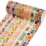 colorful thanksgiving washi tape set: mrtreup 7 rolls with maple leafs, pumpkins, fruits, animals - perfect for scrapbooking, bullet journals, and gift wrapping logo