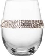 set of 6 sparkling 💎 diamond studded stemless wine glasses - silver логотип