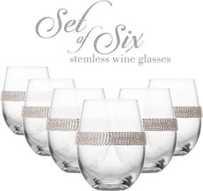 img 1 attached to Set of 6 Sparkling 💎 Diamond Studded Stemless Wine Glasses - Silver