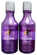 🔵 inoar professional - speed blond shampoo & conditioner | anti-yellowing treatment for bleached, blond, brassy & gray hair types (8.5 fl oz / 250 ml) logo