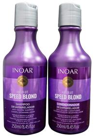 img 4 attached to 🔵 INOAR PROFESSIONAL - Speed Blond Shampoo & Conditioner | Anti-Yellowing Treatment for Bleached, Blond, Brassy & Gray Hair Types (8.5 fl oz / 250 ml)