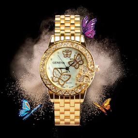 img 2 attached to 🦋 Weicam Women's 3-Piece Crystal Butterfly Watch Set - Analog Quartz Wristwatch and Jewelry