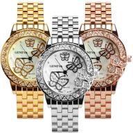 🦋 weicam women's 3-piece crystal butterfly watch set - analog quartz wristwatch and jewelry logo