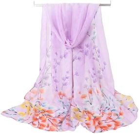 img 4 attached to Acotavie Women's Chiffon Scarf: Fashionable Print Pattern Shawls Wraps