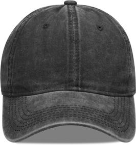 img 3 attached to 🧢 100% Cotton Vintage Washed Baseball Cap - Adjustable Size, Classic Low Profile Plain Retro Unisex Dad Hat