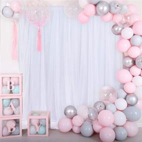 img 2 attached to 🎀 Stunning White Tulle Backdrop Curtains for Baby Showers, Weddings & Photography Props - 2-Layer Sheer Drape Backdrop Cloth, 5ft x 7ft