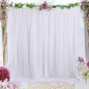 img 3 attached to 🎀 Stunning White Tulle Backdrop Curtains for Baby Showers, Weddings & Photography Props - 2-Layer Sheer Drape Backdrop Cloth, 5ft x 7ft