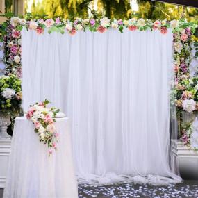 img 1 attached to 🎀 Stunning White Tulle Backdrop Curtains for Baby Showers, Weddings & Photography Props - 2-Layer Sheer Drape Backdrop Cloth, 5ft x 7ft