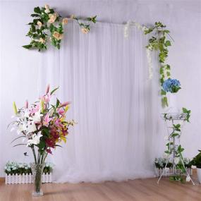 img 4 attached to 🎀 Stunning White Tulle Backdrop Curtains for Baby Showers, Weddings & Photography Props - 2-Layer Sheer Drape Backdrop Cloth, 5ft x 7ft