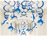 🦈 30 pcs shark party supplies hanging swirls: fun kids birthday decorations for a splashy shark sea themed celebration! логотип