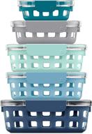 🍲 duraglass glass food storage mixed set - 10-piece 5-pack of blue la la glass food storage bowls with silicone sleeve and airtight lids логотип