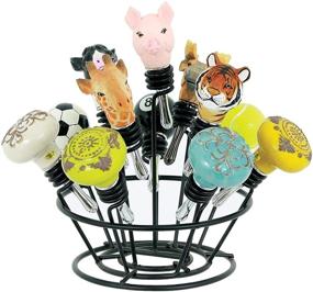 img 2 attached to 🍾 Oenophilia Bottle Stopper Bouquet: Organize and Display Wine Stoppers with this Stylish Black Metal Holder