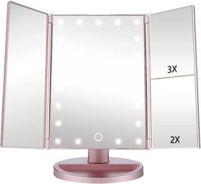 img 4 attached to 💄 Enhance Your Beauty Routine with EASEHOLD Makeup Vanity Mirror - 21 LED Lighted Tri-Fold Mirror, 2X 3X Magnification, Dimmable, 180° Rotation, Dual Power Supply