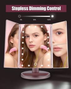 img 2 attached to 💄 Enhance Your Beauty Routine with EASEHOLD Makeup Vanity Mirror - 21 LED Lighted Tri-Fold Mirror, 2X 3X Magnification, Dimmable, 180° Rotation, Dual Power Supply