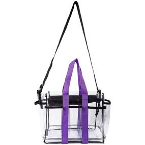 img 3 attached to SHANY Clear Makeup Organizer and Travel Caddy – Spacious, Non-Toxic Plastic Tote with Multiple Pockets, Black Shoulder Strap, and Purple Handles