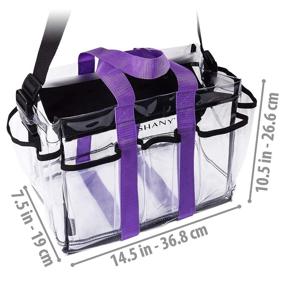 img 1 attached to SHANY Clear Makeup Organizer and Travel Caddy – Spacious, Non-Toxic Plastic Tote with Multiple Pockets, Black Shoulder Strap, and Purple Handles