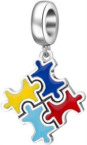 img 1 attached to 🧩 925 Sterling Silver Autism Puzzle Charm Beads - Vibrant Colors for European Charm Bracelets