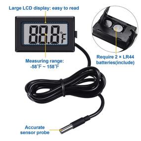 img 2 attached to 🌡️ LCD Digital Aquarium Thermometer with Probe: Accurate Temperature Measurement for Fish Tanks, Terrariums, Reptile Habitats, and More! (Black)