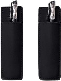 img 4 attached to 🖊️ Magnetic Leather Marker Pouch for Fridge or Metallic Surfaces - Set of 2 Pen Holders