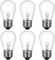 s14 replacement light bulbs for string lights - 11w e26 medium standard base, clear glass - edison bulb style for outdoor patio garden vintage string lights - pack of 6 logo