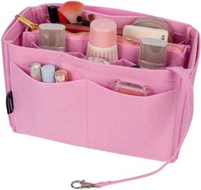 img 4 attached to Ultimate Tote Purse Organizer Insert with Multi-Pocket Felt Handbag Organizer - Bag in Bag Organizer with Detachable Wallet for Neverfull Speedy Medium Pink