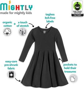 img 1 attached to 👗 Mightly Girls' 3/4 Sleeve Skater Dress: Organic Cotton Fair Trade Certified Toddler and Kids Clothes Luxury Collection