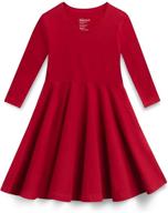 👗 mightly girls' 3/4 sleeve skater dress: organic cotton fair trade certified toddler and kids clothes luxury collection logo