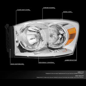 img 3 attached to 🔦 Chrome Amber Factory Style Headlights Compatible with 06-09 Ram 2500 3500/06-08 Ram 1500,Left & Right Side by DNA Motoring