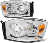 🔦 chrome amber factory style headlights compatible with 06-09 ram 2500 3500/06-08 ram 1500,left & right side by dna motoring logo