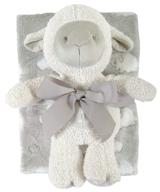 🐑 stephan baby snuggle fleece crib blanket and plush toy set: gray lamb delight logo