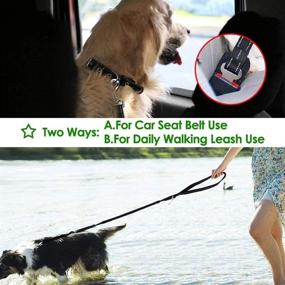 img 3 attached to 🐾 SlowTon 2 in 1 Dog Car Seat Belt + Leash: Heavy Duty Dual Use Tether with Reflective 4FT Pet Walking Leads