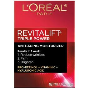 img 3 attached to 💧 L'Oreal Paris Skincare Revitalift Triple Power Anti-Aging Face Moisturizer with Pro Retinol, Hyaluronic Acid & Vitamin C - Reduces Wrinkles, Firms, and Brightens Skin, 1.7 Oz