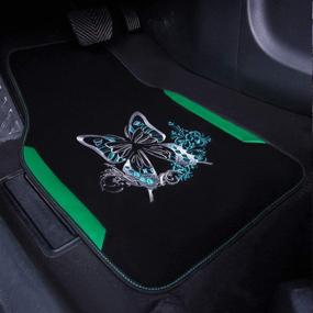 img 3 attached to 🦋 Superior Quality CAR PASS Embroidery Butterfly and Flower Universal Fit Car Floor Mats for Suvs, Sedans, Trucks, Cars - Set of 4 (Black and Blue)
