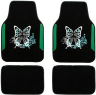 🦋 superior quality car pass embroidery butterfly and flower universal fit car floor mats for suvs, sedans, trucks, cars - set of 4 (black and blue) logo